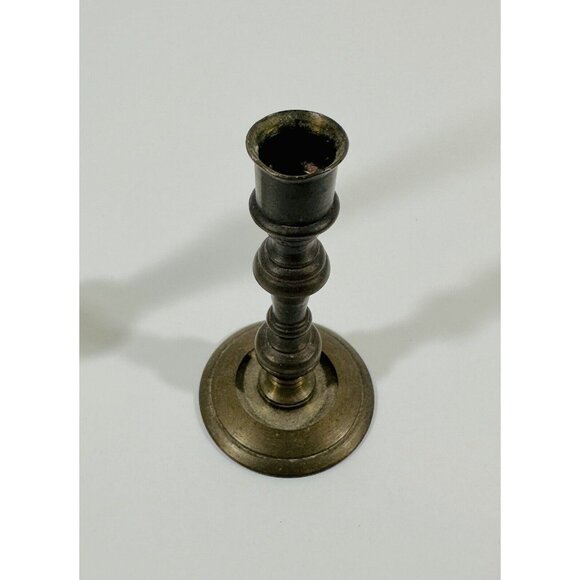 Candlestick Candle Holders Mini Metal Round Base Vintage MCM Gold Brass Decor - Picture 6 of 9